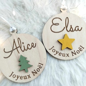 Personalized wooden Christmas ball in color