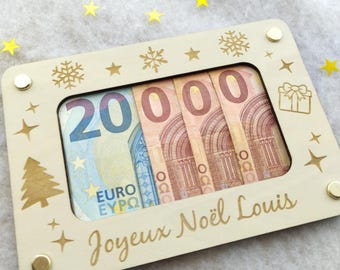 Carte en bois  pour offrir de l'argent / carte en bois billets