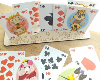 Porte cartes à jouer personnalisé / Enfant cartes de jeux / Pompiers Sirène Astronaute Princesse Licorne...
