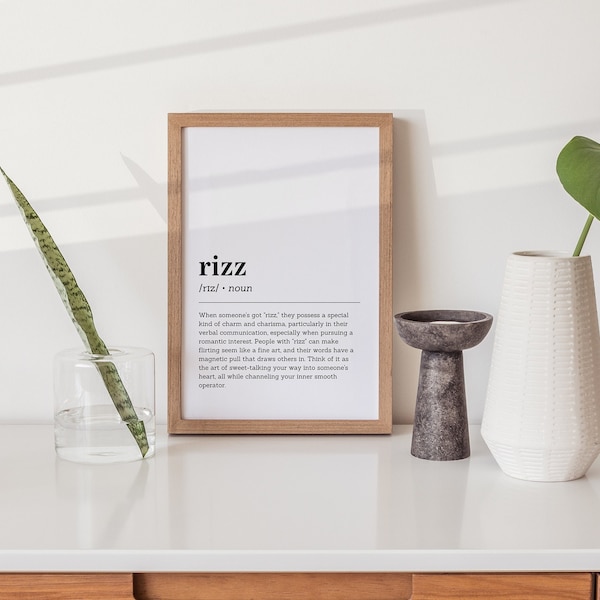 Rizz Definition Print Poster, Dictionary Print, Minimalist Poster, Printable Wall Art, Gen Z Slangs, Quote Print, Generation Z Words