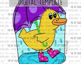 TEMPLATE| Rainy Day Spring Duck Door Hanger Template, Umbrella Rain boots Door Hanger Template, April Showers Door Hanger Template