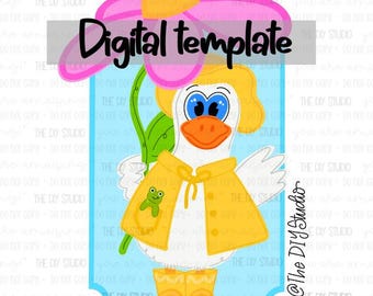 TEMPLATE | Spring Goose Rainy Day Door Hanger Template Rainboots Rain Coat Flower Umbrella JPEG Template Paint Party Template