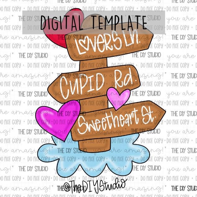 TEMPLATE| Valentine's Day Door Hanger Template Cupid Lovers Sweet heart Arrow Sign Hearts Cloud