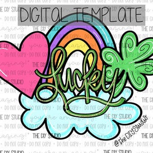 TEMPLATE: door hanger template, St. Patrick&#39;s Day template, Rainbow door hanger template, St. Patty&#39;s decor, Lucky door hanger