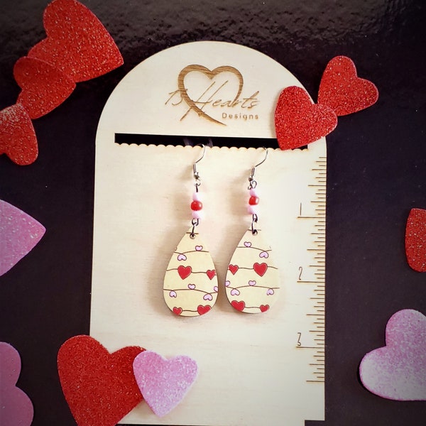 Cute Red & Pink Valentine's Day Earrings, shabby-chic dangle earrings