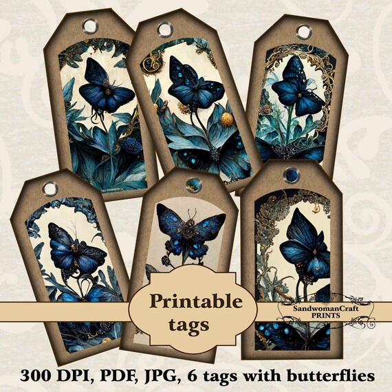 Printable Tags Journal Collage Instant DOWNLOAD Set of 6 - Etsy