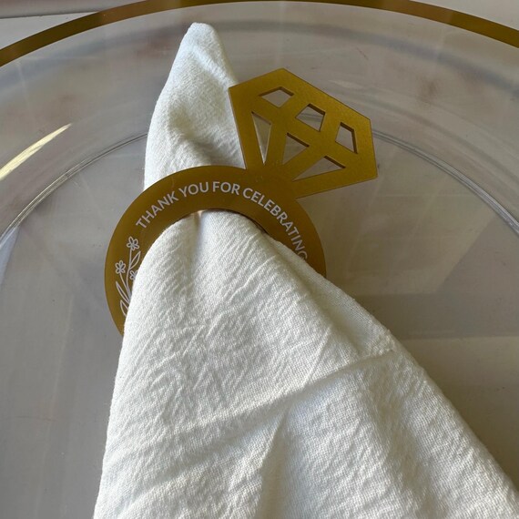 Personalized Napkin Ring in Diamond Ring Shape, Wedding Table