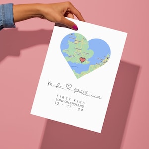 Personalisierte Herz Karte Acryl Druck, individuelles Jubiläum Geschenk, romantische Wand Kunst für Paare, einzigartiges Andenken