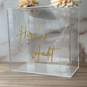 Hucha personalizada con nombres de pareja, hucha para boda, caja de regalo y tarjetas de acrílico, caja de regalo con nombre de pareja personalizada, caja de tarjetas de acrílico