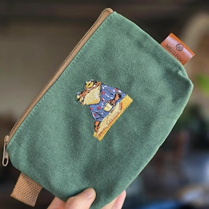 Bolsa de regalo para amantes de las ranas, monedero con forma de rana, bolsa bordada personalizada, rana bordada, monedero bordado para mujer, monedero, llavero