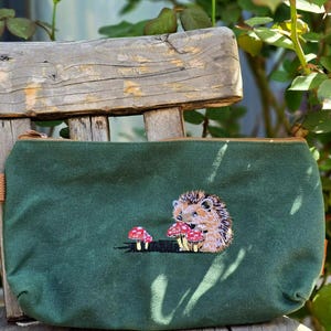 Bestickte Makeup Tasche, gestickte Geldbörse für Frauen, geräumige Makeup Tasche, Pilz Federmäppchen, niedliche Igel Tasche, waschbare Makeup Tasche, Federmäppchen