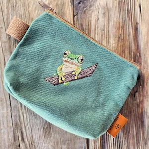 Bolsa de regalo para amantes de las ranas, monedero con forma de rana, bolsa bordada personalizada, rana bordada, monedero bordado para mujer, monedero, llavero