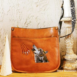 hand embroidered crossbody bag,modern shoulder bag,Punk Crossbody Bag,Shoulder Messenger Bag,Wolf Crossbody Bag,Personalized Shoulder bag