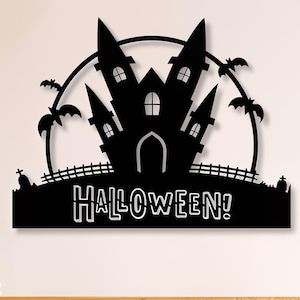 Archivos de arte mural de metal para casa embrujada, corte por plasma CNC para Halloween (svg, dxf, png)