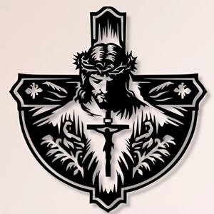 Croix de Jésus fichiers Dxf Svg Png Jésus Wall Art coupe fichier vectoriel pour Cnc Plasma Laser Cricut Glowforge Xtool