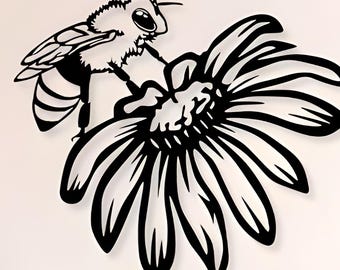 Bee Daisy SVG DXF PNG Files Vector Art Cut For Cnc Plasma Laser Cricut