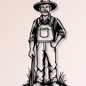 Farmer Dxf Svg Png Files Farm Vector Cut File Metal Art For Cnc Plasma Laser Cricut Glowforge Xtool