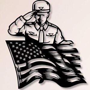 Veteran Dxf Svg Png Files , American Flag Svg , Patriotic Dxf , Wall Art Cut File , For Cnc Plasma Laser Glowforge Cricut