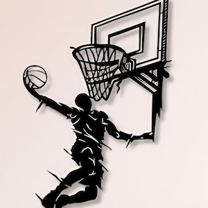 Archivos DXF, SVG y PNG de baloncesto, clavada, jugador de baloncesto, deporte de equipo para CNC, plasma, láser, Glowforge