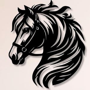 Pferdekopf Wandkunst, CNC Laser Cut Dateien (svg, dxf, png)