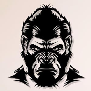 Angry Gorilla Face SVG DXF: metalen muurkunst gesneden bestanden