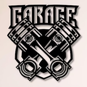 Garage Sign Dxf Svg Png Files Garage Laser cut Piston Sign Wall art , Pistons , Mechanic , Dxf , Svg , For Cnc Cut