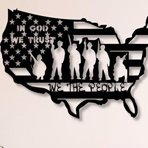 America Flag Dxf , Svg , Png, files , American Flag Soldiers , In God We Trust , We The People , Laser cut , Cricut , Glowforge , Plasma