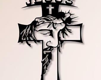 Jesus Cross Dxf Svg Png Files Wall art Christian Cut File Jesus , Cross , Religion  , Dxf , Svg , For Cnc Laser Plasma Cricut Glowforge