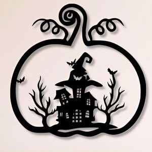 Pumpkin Dxf Svg Png Files , Halloween , Pumpkin , Haunte , House , Wall Art Cut File For Cnc Plasma Laser Glowforge