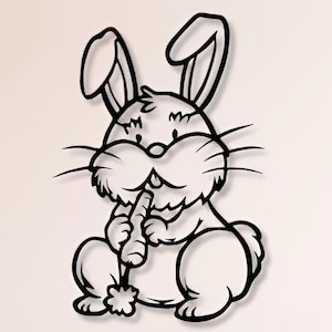 Fichiers de lapin carotte Dxf Png Svg, lapin, Pâques, heureux, carotte, voleur, art mural couper fichier pour Cnc plasma laser Glowforge