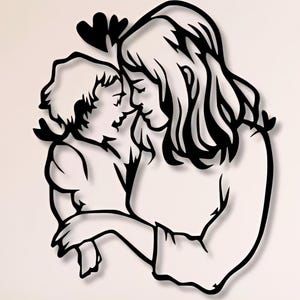 Mom and Baby Dxf Svg Png Files , Mom , Mother , Child , Baby , Girl , Boy , Momy , Wall , Art , Cut , File , For , Cnc , Plasma , Laser