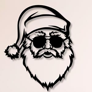Fichiers Dxf Svg Père Noël Fichier Svg de Noël découpé au laser Plasma, lunettes de soleil, mur, décoration, joyeux, Noël, Noël, papa, père, coupe