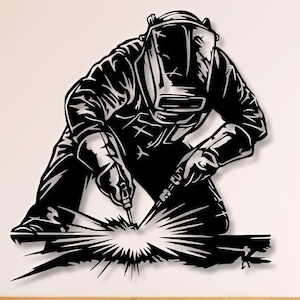 Welder Dxf Svg Png Files Welding Weld Craft Wall Art Cut File For Cnc Plasma Laser Glowforge Cricut