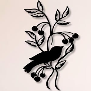 Bird on Branch Dxf Svg Png Files For Cnc Laser Plasma Cut File  Olive Tree Branches Olives Humingbird Cut Wall Art For Cnc Laser Plasma