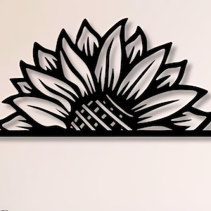 Half Sunflower Dxf , Svg , Png , Files , Half , Sunflower , Flower , Flowers , Wall , Art , Cut , File , For , Cnc , Plasma , Laser