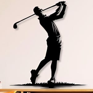 Fichiers Dxf Svg Png de joueur de golf Art mural golfeur fichier découpé pour laser plasma CNC Glowforge Cricut