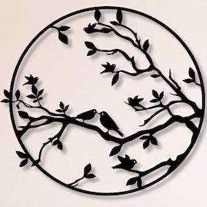 Birds on Branch Dxf , Svg , Png , Files , Laser cut , Wall art , Bird , Birds , Branch , Tree , Leaves , Leaf , For Cnc , Laser , Plasma