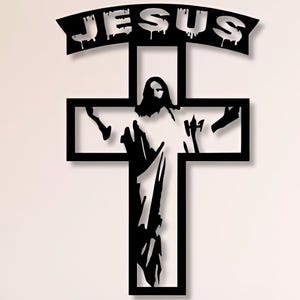 Jesus Kreuz DxfSvg Png-Dateien für Cnc-Laser-Plasma-Schnitt-Datei Religion religiöse Wandkunst, Schnitt, Datei, Für Cnc, Laser, Plasmen, Glowforge