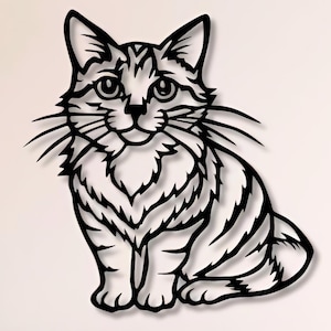 Cat Dxf Svg Png Files Cats Kitten Plasma Cut File Wall Art Vectorel Cutting For Cnc Plasma Laser Glowforge Cricut