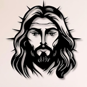 Jesus Face Metal Wall Art: Laser Cut Files (SVG, DXF, PNG)