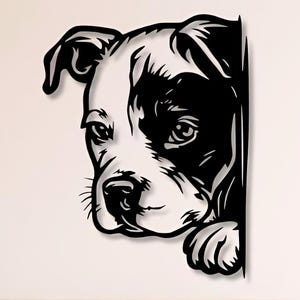 Dog Face Dxf Svg Png Files Pitbull Dog Peep Peeping Face Head , Cut , File , For , Cnc , Plasma , Laser