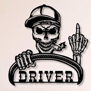 Truck Driver Svg , Dxf , Png , Files , Skull , Middle , Finger , Steering wheel , Cut , File , For , Cnc , Laser , Plasma , Glowforge