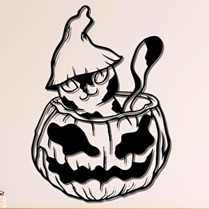 Pumpkin Cat SVG DXF PNG Files, Halloween Laser Cut File