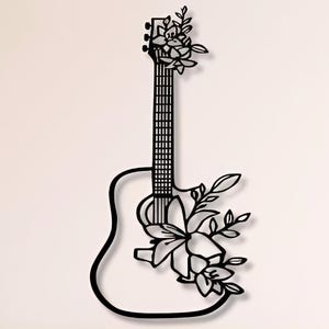 Guitar With Flowers Dxf , Svg , Png , Files , Guitar , Laser cut , Guitar Svg , For Cnc cut , Laser , Plasma , Cricut , Glowforge