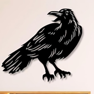 Archivos DXF SVG PNG de cuervo negro, cuervo, pájaro, pájaros, arte de pared, archivo de corte para CNC, plasma, láser