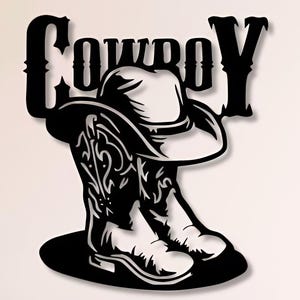 Cowboy Hut Stiefel Dxf, SVG, Png, Dateien, Cowboy, Hut, Stiefel, Wandkunst, Für Cnc, Laser, Laser, Cricut, Glowforge