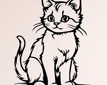 Art mural chat, fichiers Svg Dxf Png, fichiers design en métal