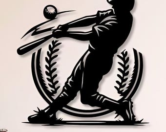 野球選手のメタルウォールアートカットファイル（SVG、DXF、PNG）
