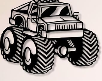 Monster Truck Metal Wall Art Files, CNC Laser Cut (svg, dxf, png)