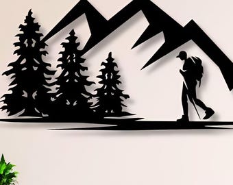 Hiking Metal Wall Art Files for CNC (svg, dxf, png)